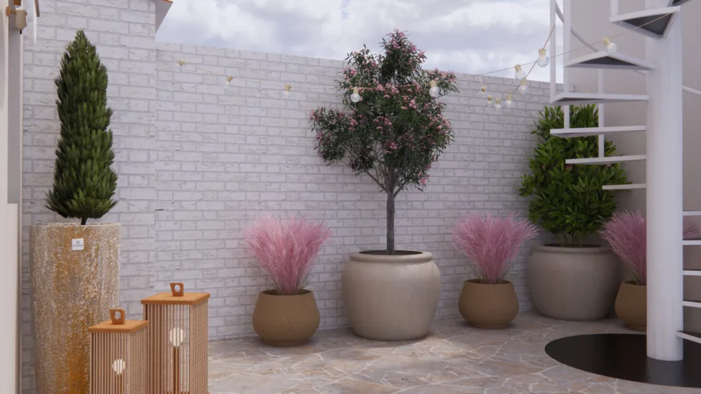 Terraza con floración en invierno