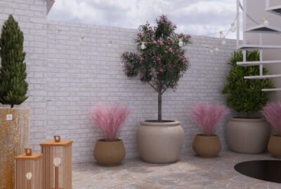 Terraza con floración en invierno