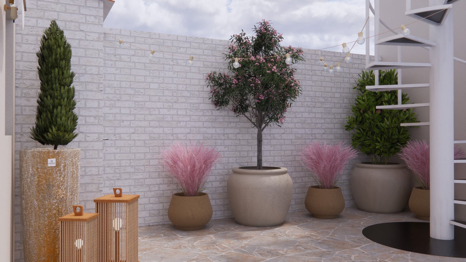 Terraza con floración en invierno