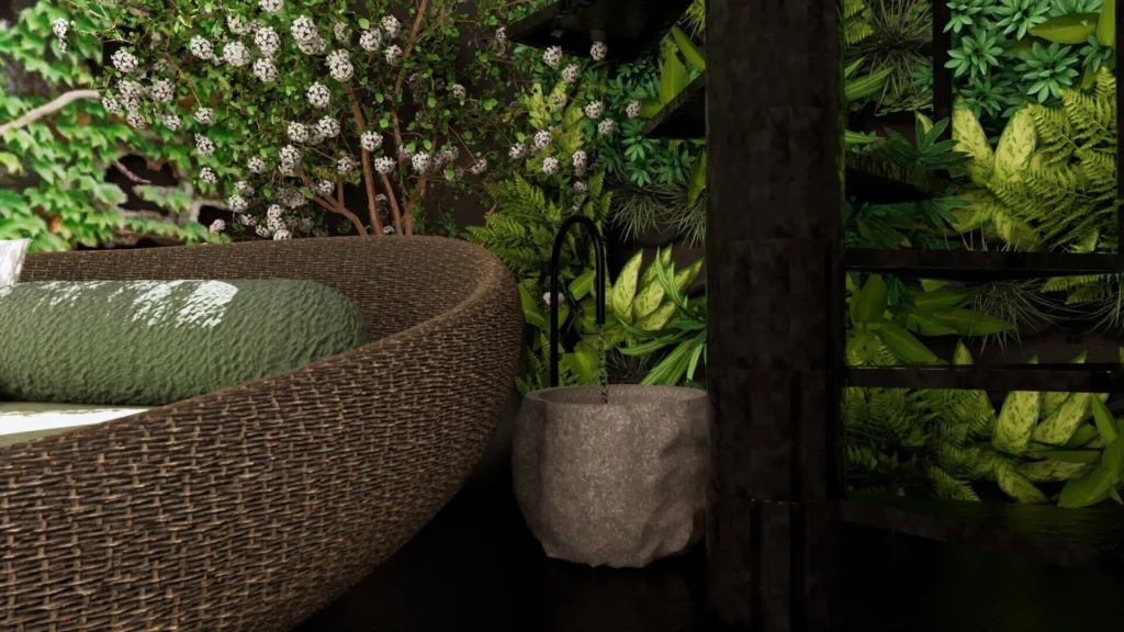 Este refugio biofílico es una verdadera urban jungle para desconexión completa.